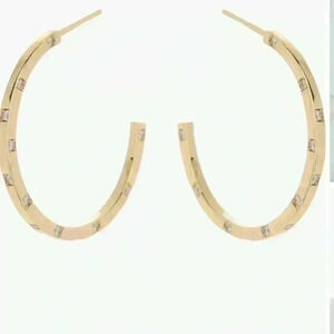Argento Vivo Sterling Silver Cubic Zirconia Hoop Earrings in Gold Plate NWT